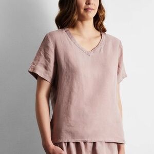 Threads Size 3X Linen T-Shirt Mauve Color EUC